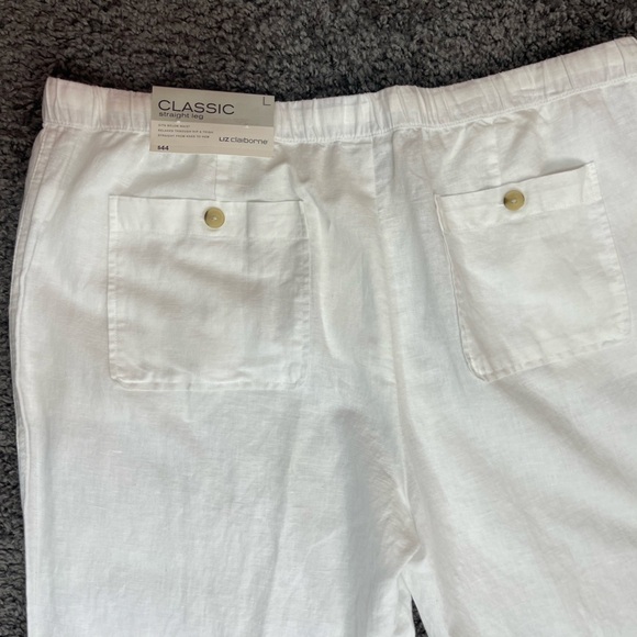 Liz Claiborne white Linen & cotton mid rise straight leg classic pants women’s L - Picture 5 of 17